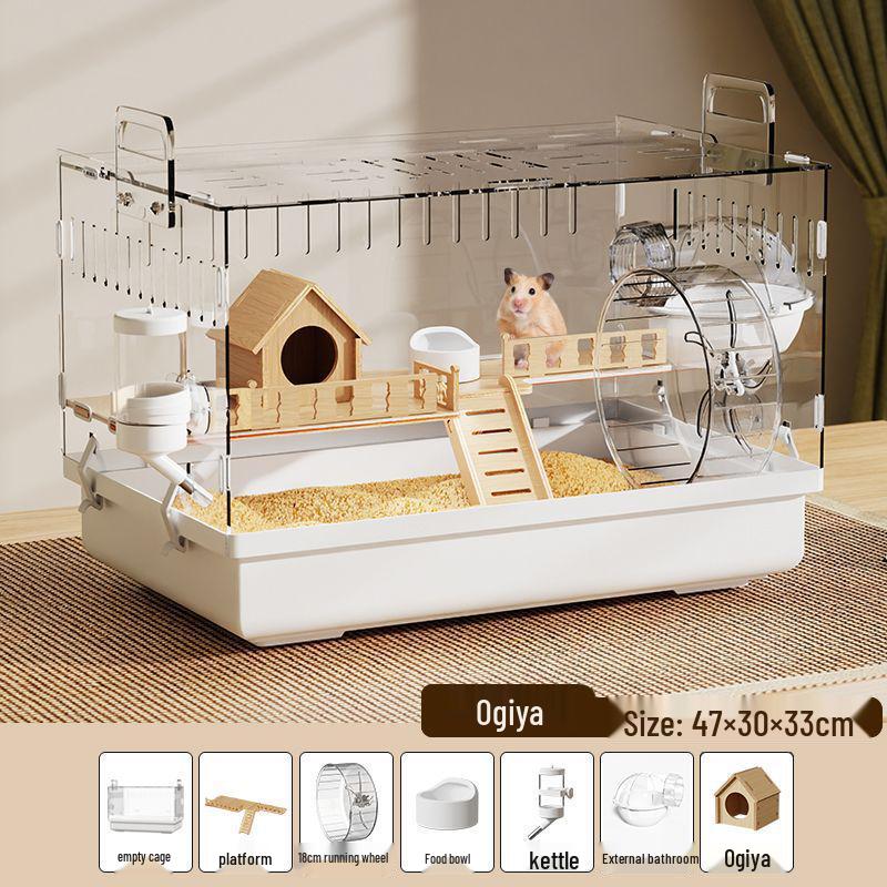 Jaula de Acrílico de Lujo para Hámster: Villa Grande, Transparente, Anti-Mordeduras para Hámsteres Dorados