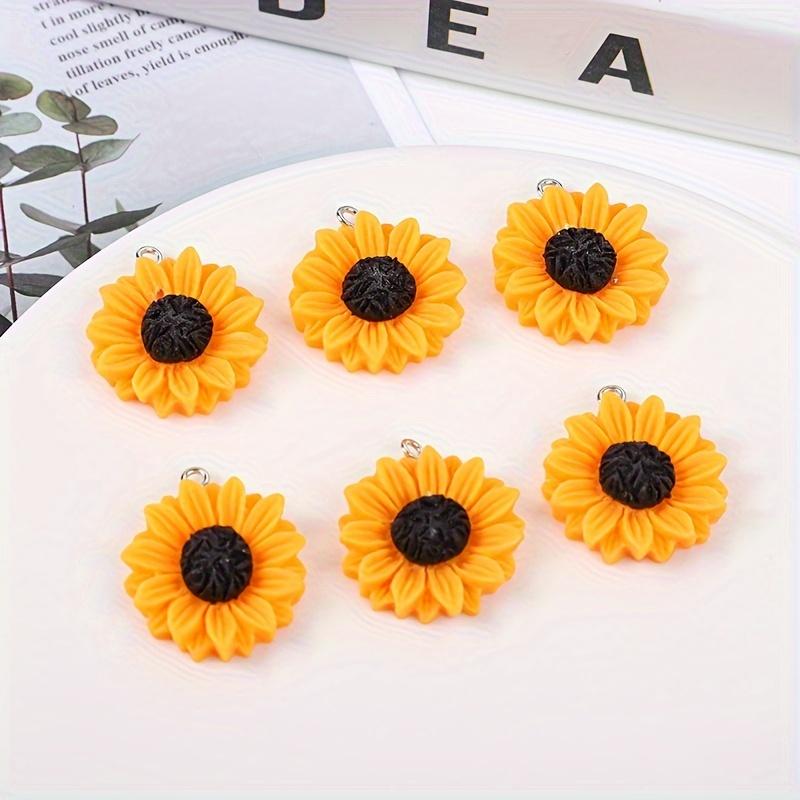 10Pcs Resin Yellow Sunflower Charms Pendants For Jewelry Making Diy Handmade Earrings Necklace Key Chain Accessories