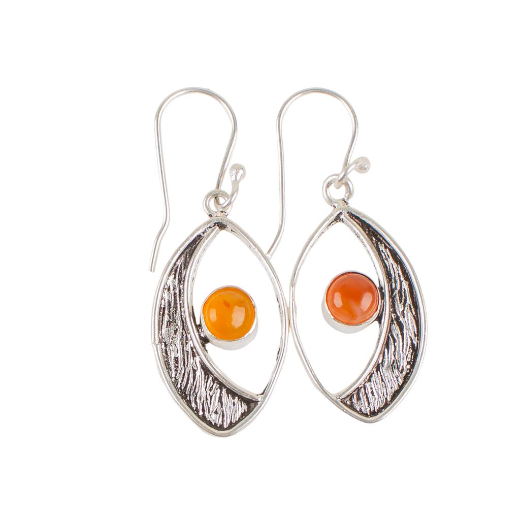 Carnelian Gemstone 925 Sterling Silver Jewelry Handmade Earrings 1.60" For Gift EE-61-20