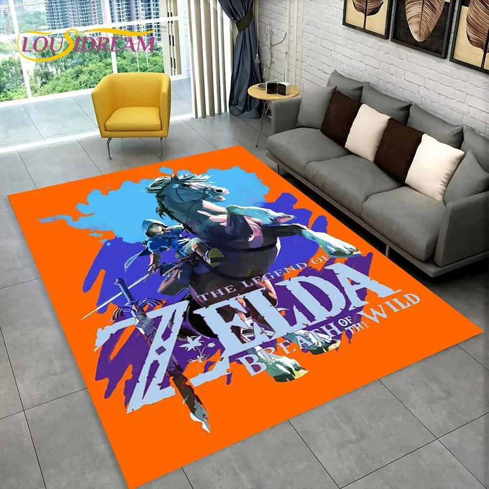 2025 3D Z-Zelda2 Spiel Cartoon Teppich für Wohnzimmer Schlafzimmer Heimdekoration, Bodenteppich rutschfeste Dekoration für Sofa Fußmatte Kinder