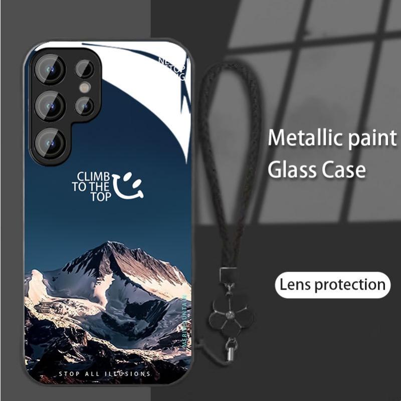 Snow Mountain Is Suitable for Samsung S24ULTRA Mobile Phone Case S23 Glass Mirror S22 Trendy Brand A52A54 Boys New A14