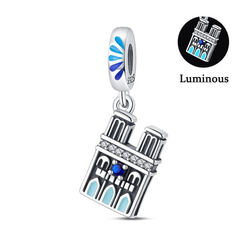 Copper Eiffel Tower Triumphal Arch Famous Architectural Charms Beads Fit Pan Original Bracelets Diy Fine Jewelry