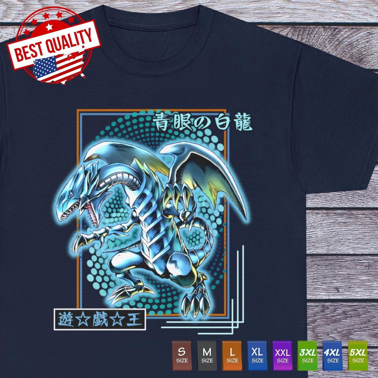 

White Dragon With Blue Eye T Shirt Geek Tee 90s Anime Clothing Cosplay Manga S