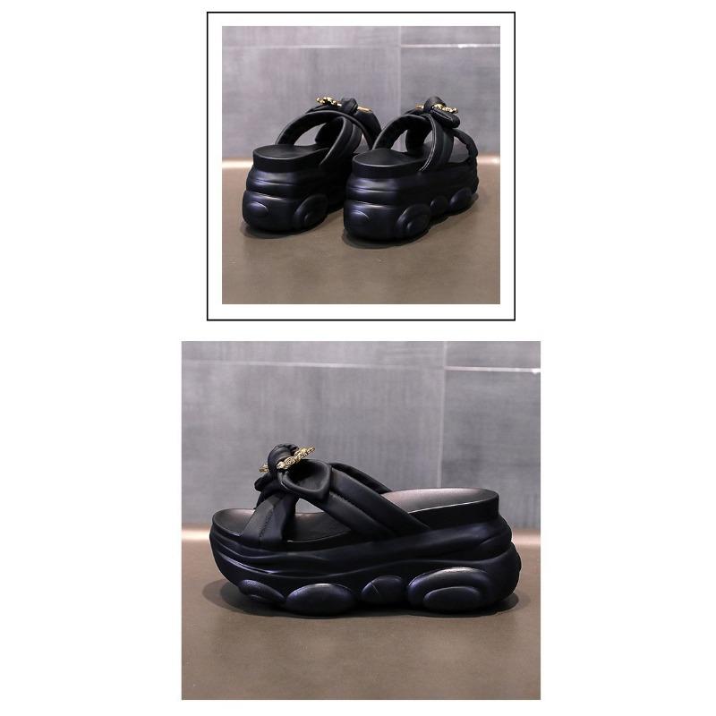 Damskie Nowe Letnie Nowy Kolor Kokardka Gruba Podeszwa Muffin Spadek Spadek Krzyżowe Klapki Buty Damskie