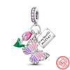 New 925 copper Original Pink Series Boy Love Girl Mom Unicorn Butterfly Infinite Heart Beads Fit Pantaro Charms Bracelet Zircon