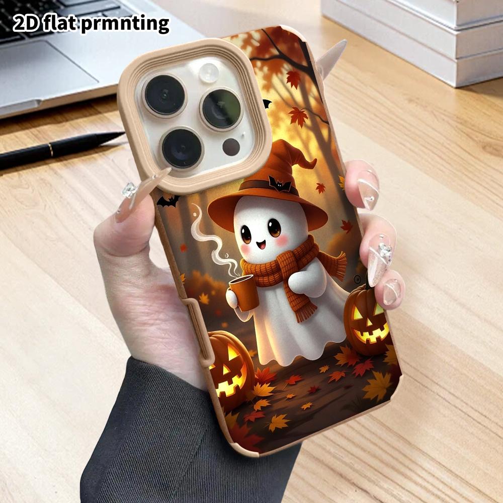 Phone Case: 2D flat lambskin suitable for iPhone 18, 17, 16, 15, 14, 13Pro protective cases, white kitten, Christmas and Halloween gifts