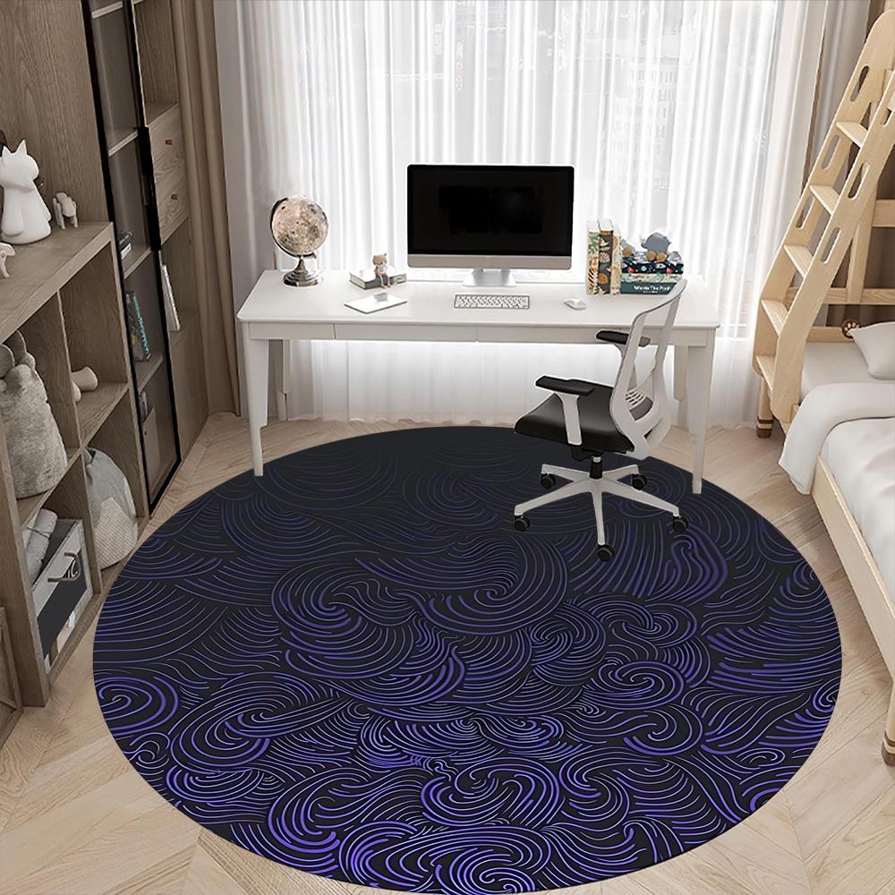 1pc Wave Swirls Office Round Area Rug,  Mat Suitable For Office, Under Office Chairs Bedroom Living Room Home Decor, Room Deco