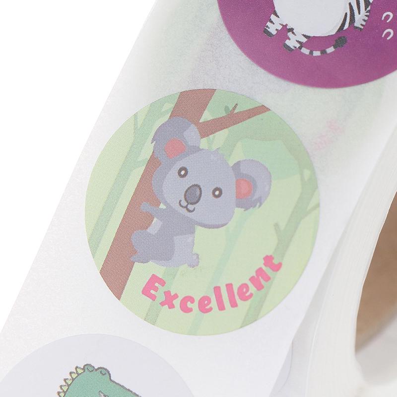 500 Stück/Rolle Niedliche Cartoon-Tiere Aufkleber Journal Scrapbooking Belohnungsaufkleber