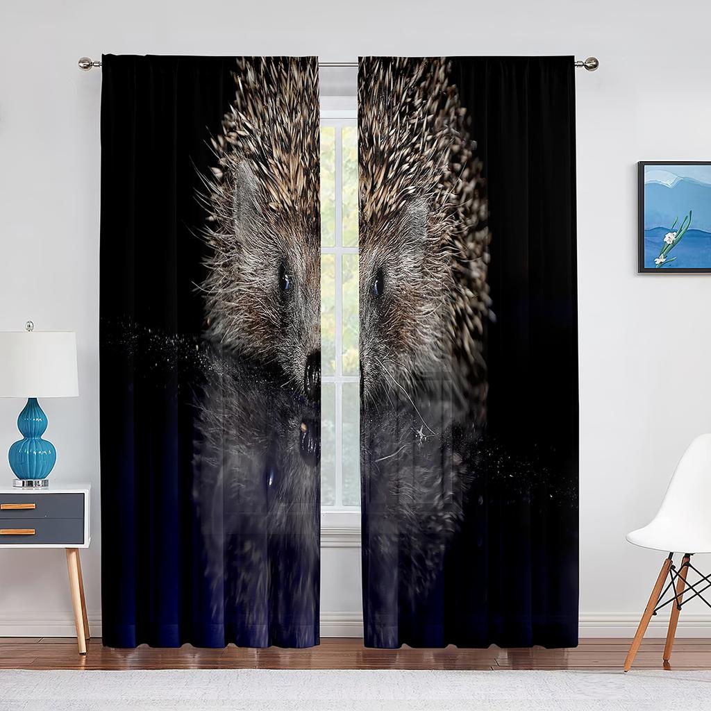Igel, süße kleine Tier-Tüllvorhänge für Wohnzimmer, Schlafzimmer, Dekor, transparenter Chiffon, durchsichtiger Voile, Fenstervorhang