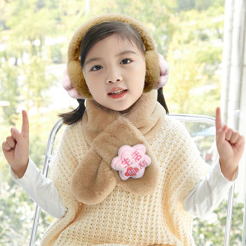 2025 Children's Cartoon Rabbit Fur Scarf – Thickened, Plush, Autumn/Winter Baby Neck Warmer for New Year and Christmas.