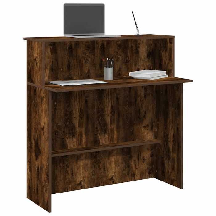 VidaXL Bureau de réception chêne fumé 100x50x103,5cm bois d'ingénierie, comptoir de réception, réception de salon, comptoir 859028