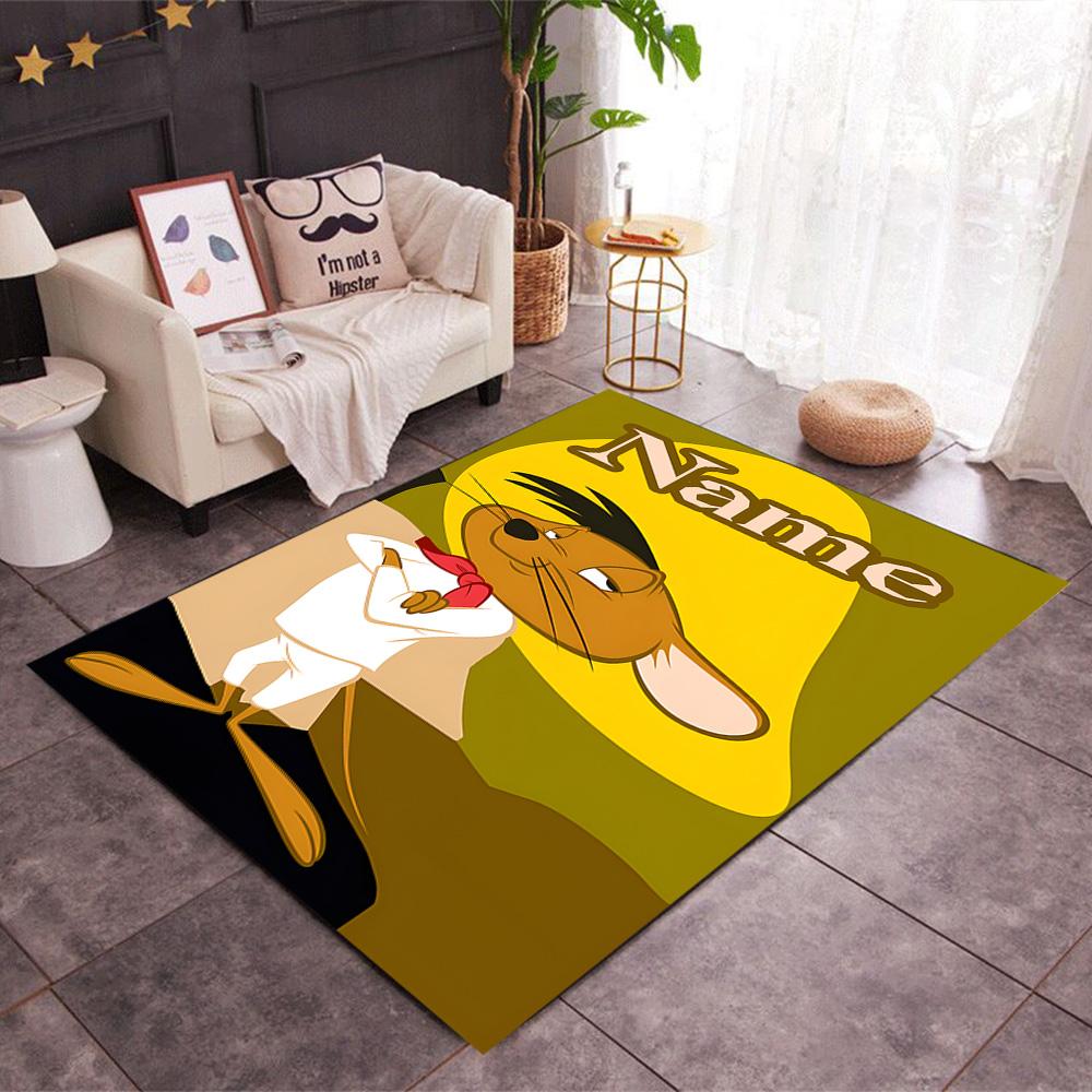 Looney Unique Rod. Personalized Text Floor Rug Office Rug Design for Entryway Dining Room Decorate room Hallway Anti-slip Rug Anime Office Decor