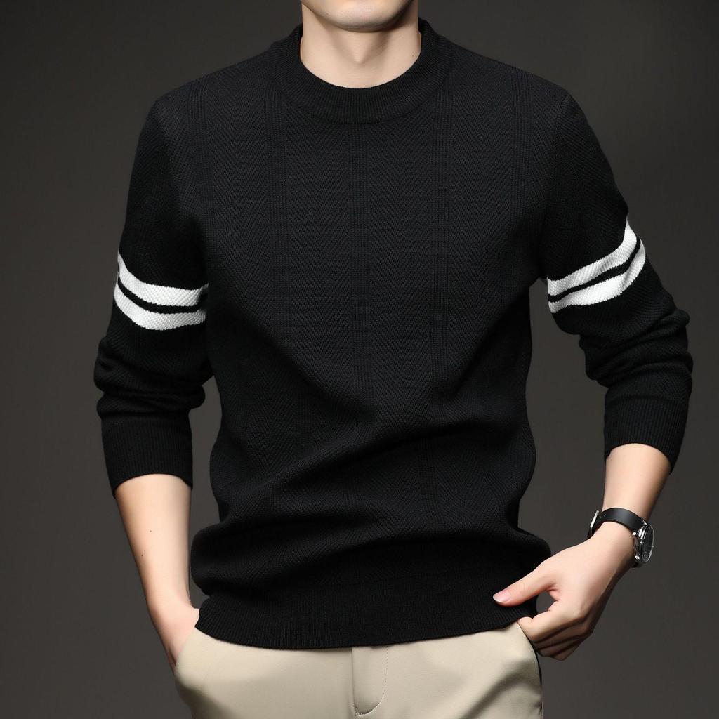 Men's Trendy Thick Jacquard Knit Sweater - Warm, Anti-Pilling, Light Luxury for Autumn/Winter