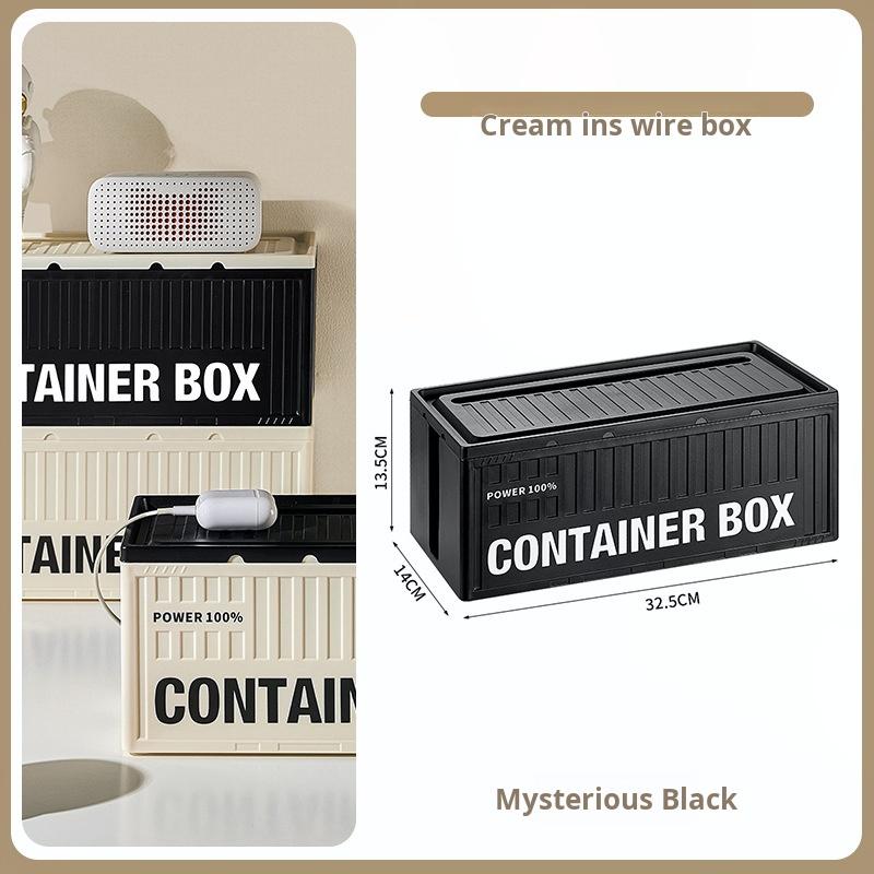 Industrial style power strip power cord storage box data cable power socket shielding box desktop wire storage box