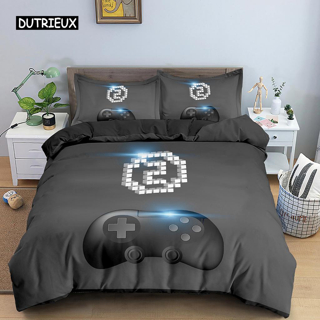 Set husă de plapumă pentru copii adolescenți Jocuri video Băieți Husă de plapumă pentru gameri Model cu controller de joc Set de lenjerie de pat Husă de plapumă din poliester