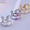 Three Layered Line Korea Fashion Adjustable Rings For Women Men Accessories 304 Stainless Steel Ring Wedding Party Bague Femme