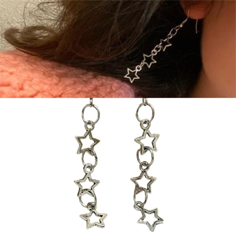 Sweet Cool Dangle Earrings Simple Hollow Star Pendant Drop Earrings Statement Jewelry Fashion Small Hoop Earrings