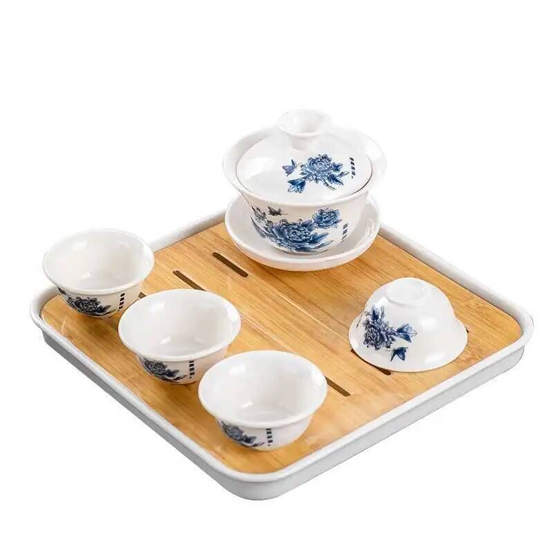 1 Gaiwan 4 Tassen 1 Teetablett Keramik Kung Fu Teegeschirr Haushalt eine Deckelschale vier Tassen Wohnzimmer Kung Fu Büro Empfang