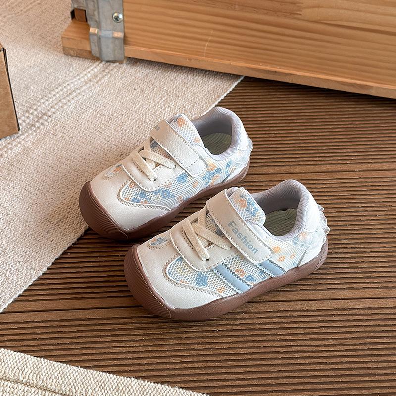 2026 Korean Style Girls Spring/Summer Floral Mesh Training Shoes 23 синий