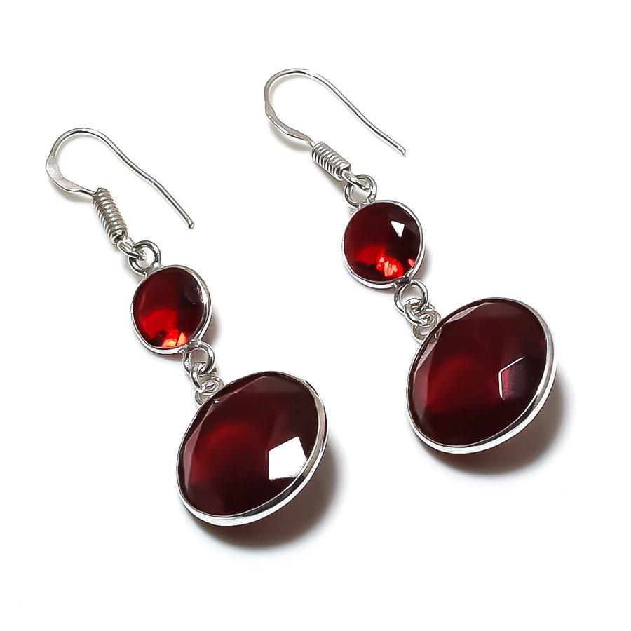 

Серьги из серебра 925 пробы с натуральным гранатом ручной работы 2,05 дюйма C5e99