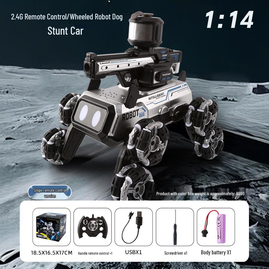 Jucărie Câine Acrobatic cu 8 Roți Transfrontalieră: Jucărie Inteligentă Electrică Deformabilă, cu Telecomandă, Pistol cu Apă, Cățărare