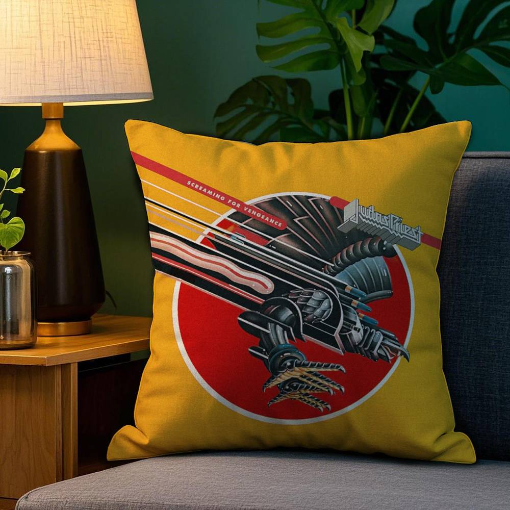J-Judas P-Priest Pillow Case Sofa Living Room Bedroom Double-sided Printing Square Cushion Nap Time Cushion Cover