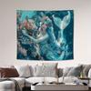 2D Ocean Mermaid Tapestry Teal Blue Underwater World Wall Art