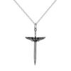 Stainless Steel Halloween Anime Black Zircon Sword & Angel Wings Pendant PN-2245
