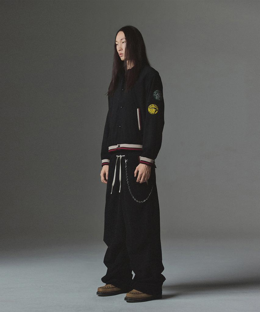 NOT4NERD Striped Rib Parachute Corduroy Pants - Black