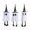 3 Pcs Light Up Ghosts Decor with Witch Hat Spooky Hanging Lighted Glowing Ghosts for Yard Garden Tree Porch