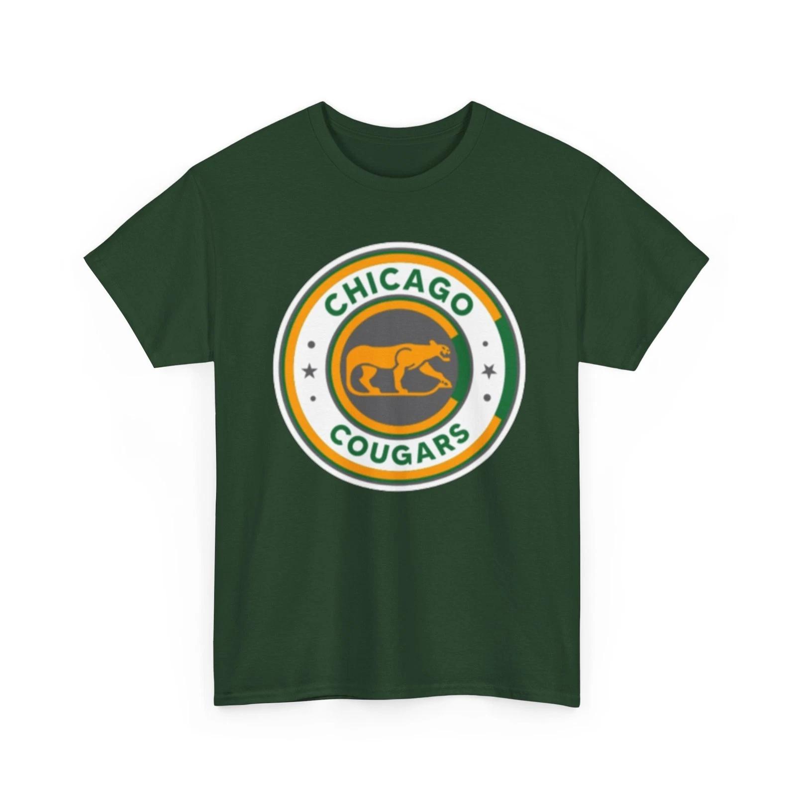 WHA Hockey Team Chicago Cougars Printed T shirt Great Vintage Sports Collectible S