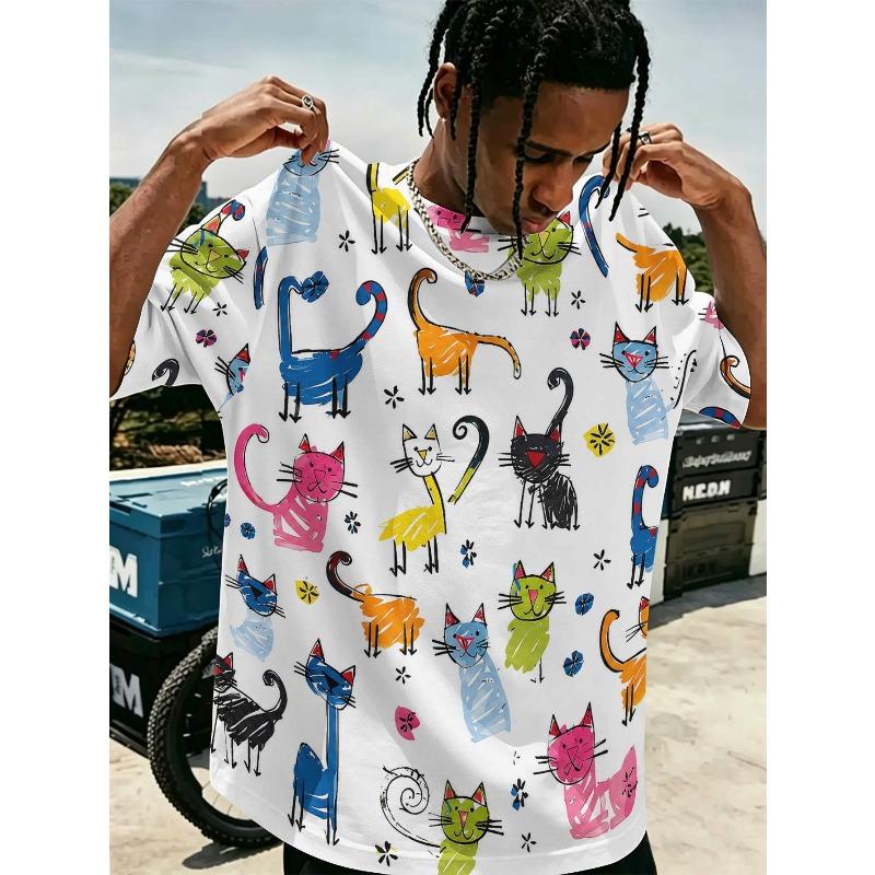 Men's Plus Size T-shirt with National Flag Animal Style 3D Printed O Neck Short Sleeved Casual Short Sleeved Tops