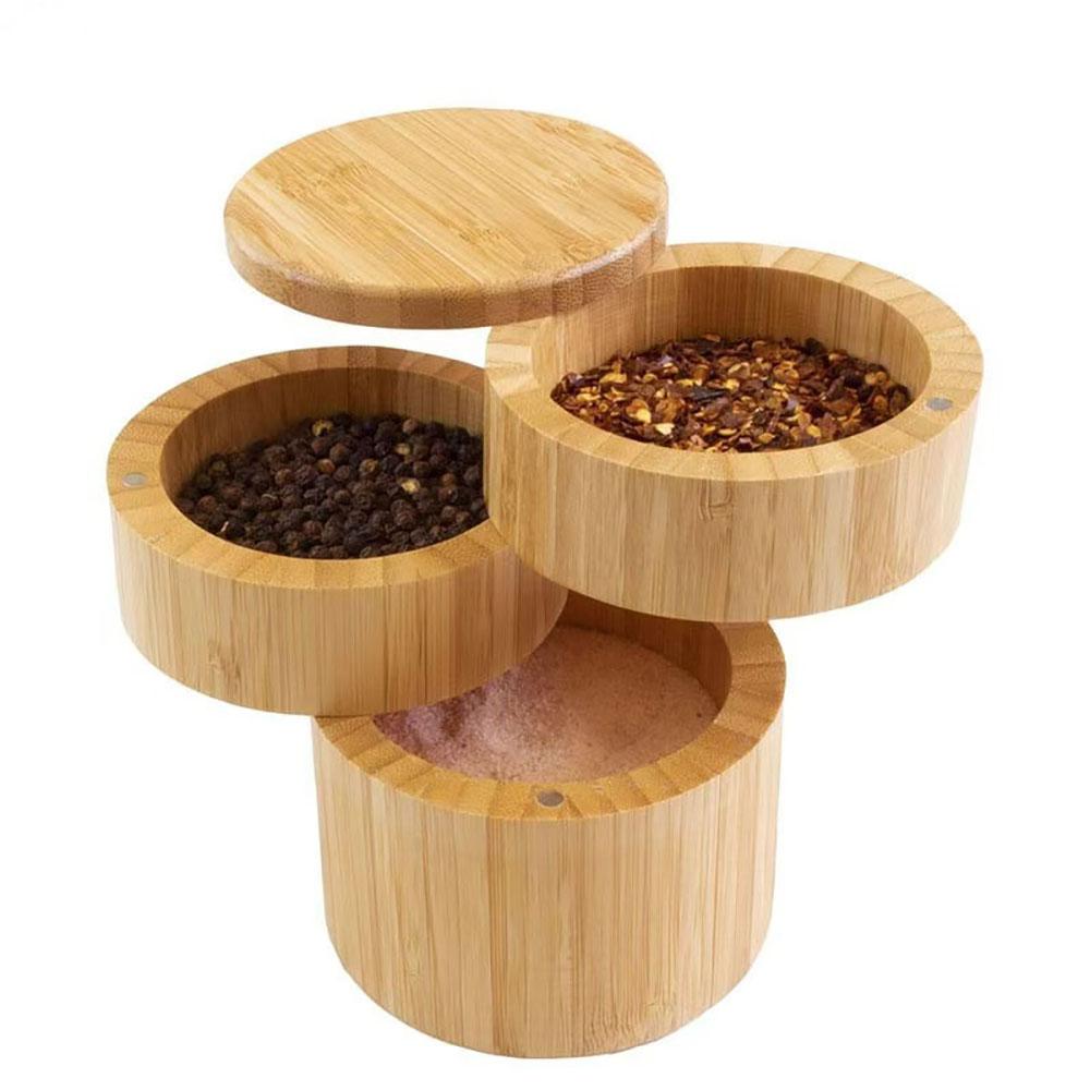 

Бамбуковая солонка, емкость для приправ, емкость для специй, кухонная и бытовая коробка для хранения, магнитная банка для приправ.zwq