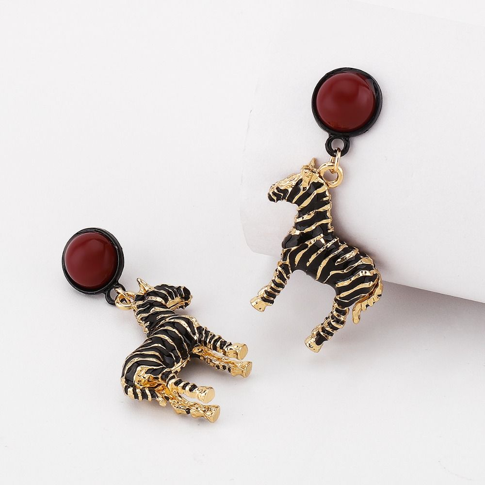 Oil Drop Pendant Zebra Earrings Trend Jewelry Animal  Earrings Enameled Earrings  Summer