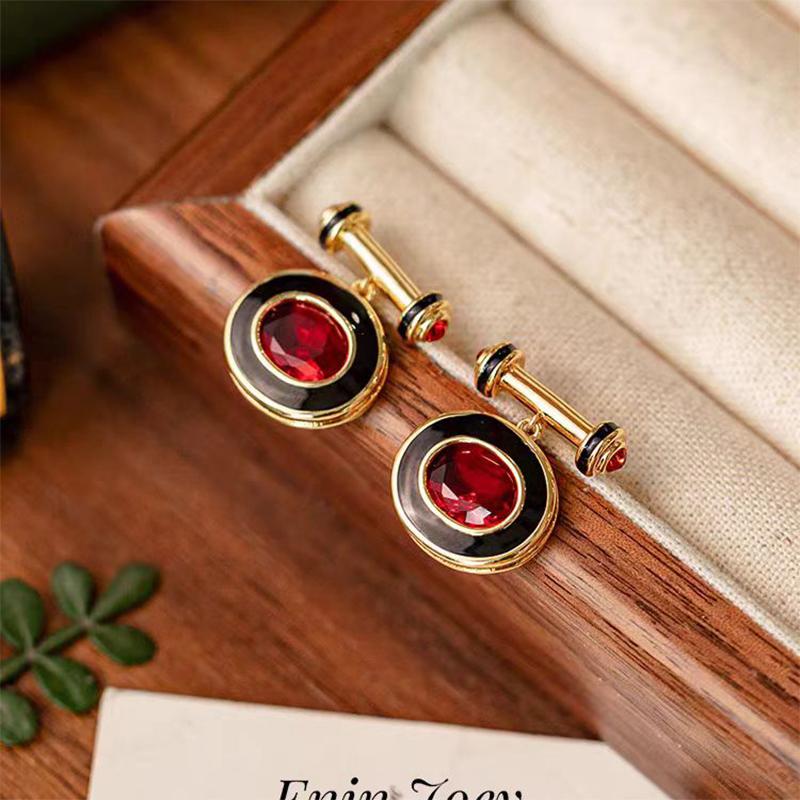 SUYU Fashion Geometry Drop Glaze Enamel Earrings Light Luxury Temperament Simple And Generous Fashion Earrings