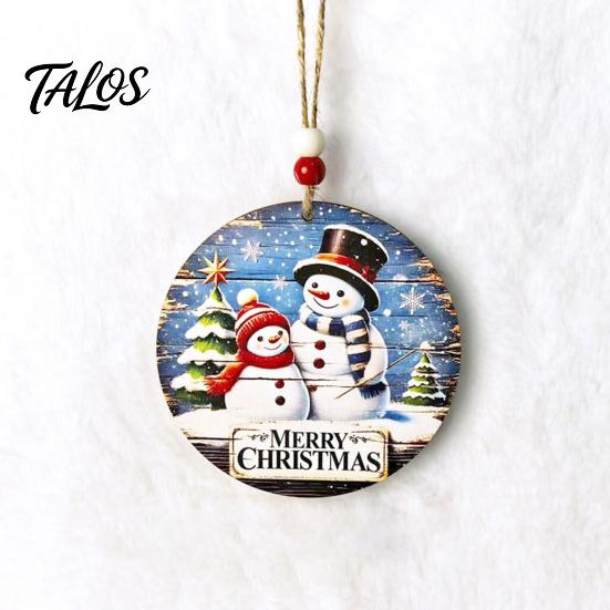 Wood Seasonal Ornaments Wooden Christmas Hanging Decoration, Rustic Santa Claus Snowman Gnome Red Truck Decorations Ornament, Window Wall Decor