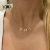 Custom Letter Pendant Necklace Gold Tone Stainless Steel Choker Tiny Letters Charming Personalized Name Necklaces Girl Jewelry Women Giveaway