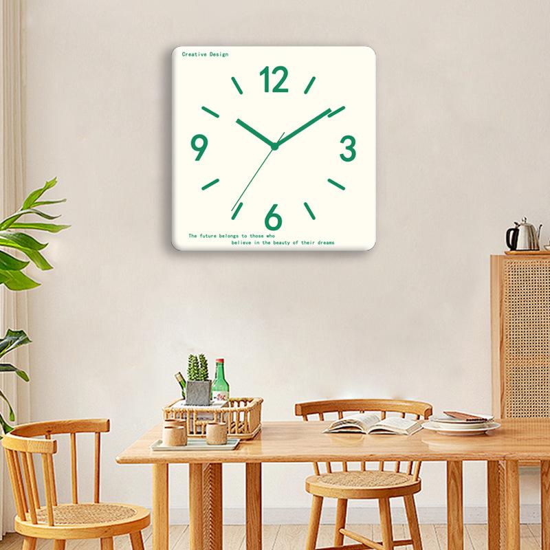 

Минималистичные настенные часы для гостиной, Современные креативные часы класса люкс, Квадратные бесшумные настенные часы, Бесшумные настенные часы для ресторана Minimal wind green