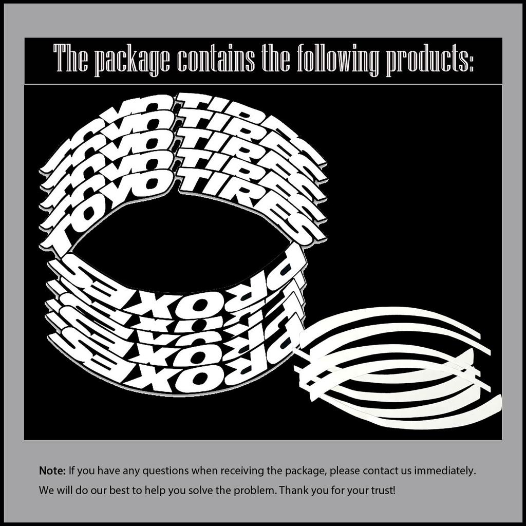 TOYO TIRES PROXES Universale 3D Auto Impermeabile Adesivo per Pneumatici Ruota Auto Gomma Lettere Unite Decalcomanie Accessori