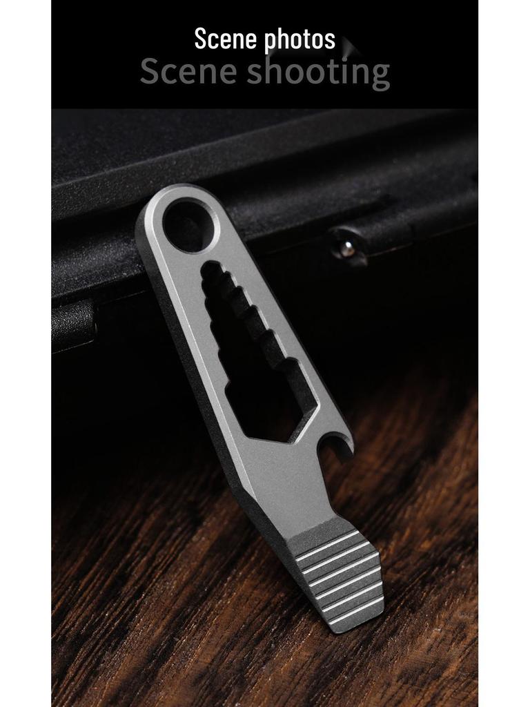 Titanium Alloy EDC Pry Bar & Bottle Opener Keychain Pendant