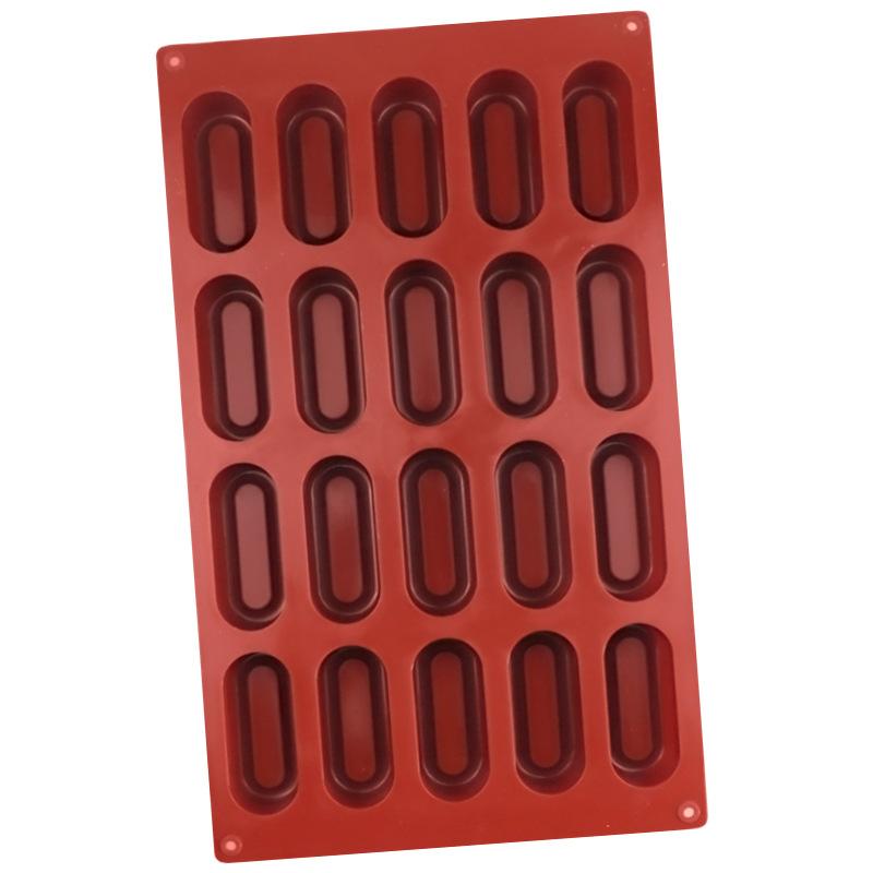 20 Cups Long Strap Silicone Mousse Cake Candy Mould French Dessert 3D Concave Eclair Shape Pastry, Chocolate Ice Cream Soap Mold