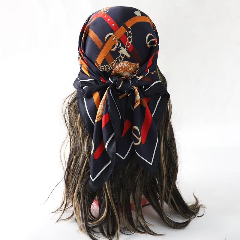 Eșarfă Pătrată de Mătase de Lux 70 cm Pentru Femei; Cravată de gât din satin imprimat; Bentiță de Păr Bandană; Fular Șal Înfășurare Hij Eșarfă.