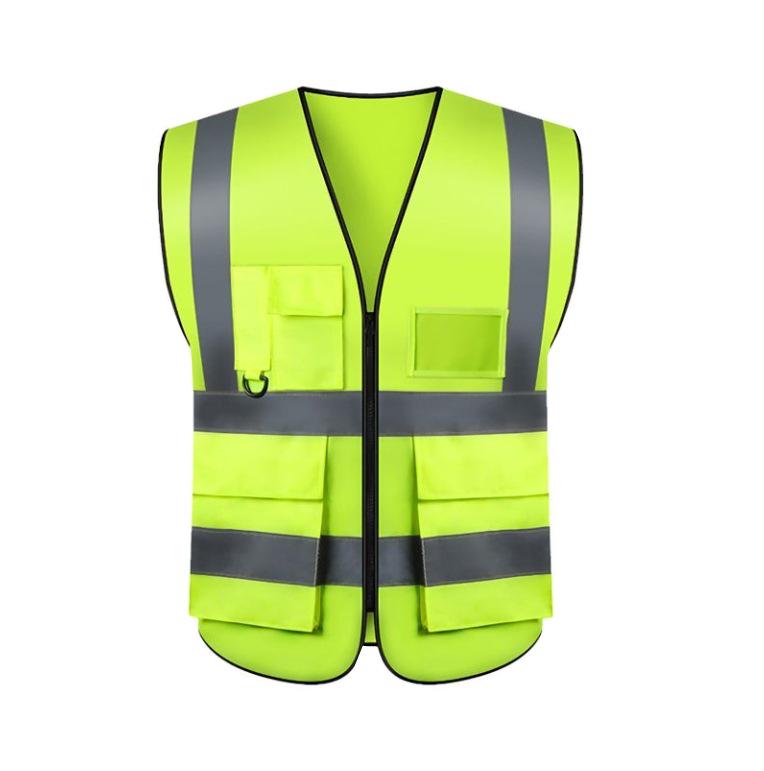 Multi-Pocket Reflective Safety Vest for Construction, Sanitation, and Traffic Workwear - Customizable.