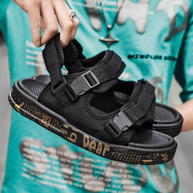 New Men Sandals Casual Trendy Outer Wear Non-Slip Sports Car Beach Shoes PVC Sole Comfortable Breathable Summer Slippers Roman