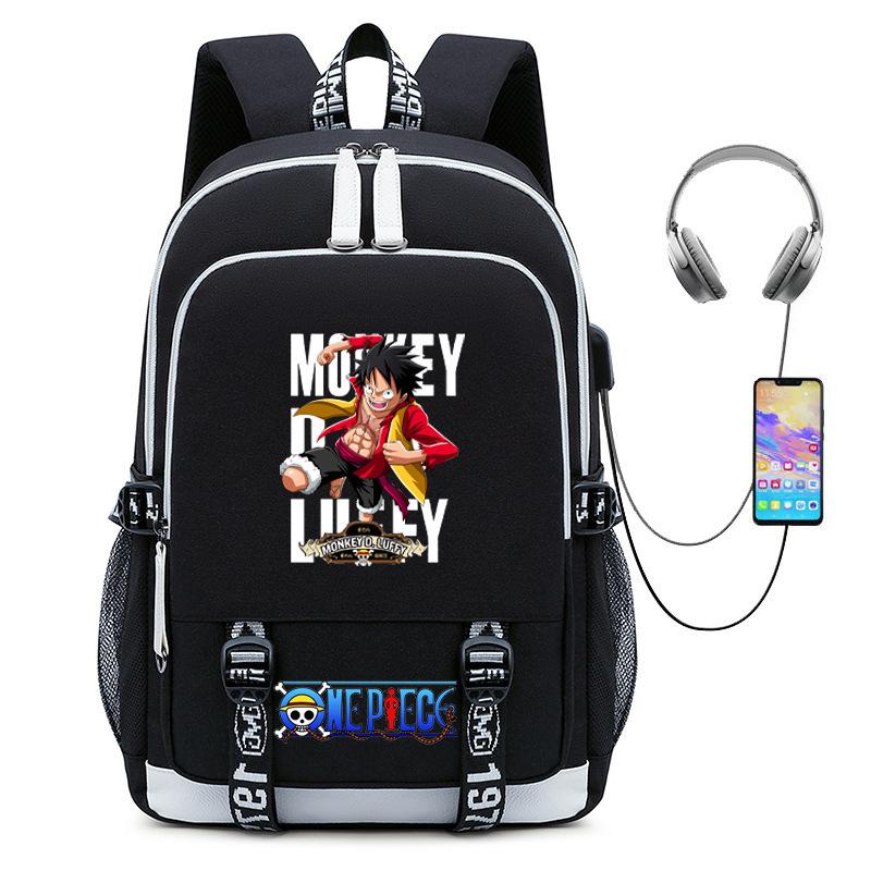 Riman ONE PIECE One Piece Peripheral Backpack, Youth Large-capacity Schoolbag USB Computer Bag