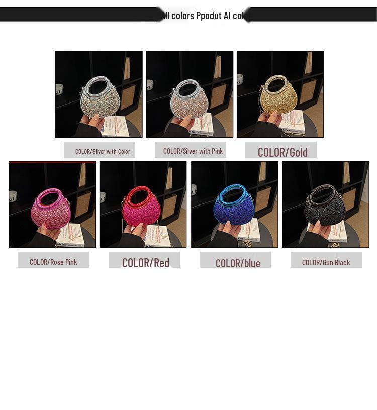 New Ladies Acrylic Crescent Evening Mini Shoulder Bag - Elegant Dazzling Color Handbag