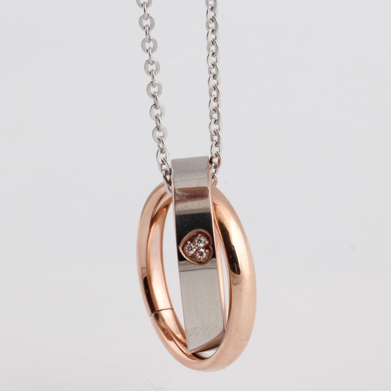 European and American Double Layer Heart Pendant Titanium Necklace - Valentine's Day Gift