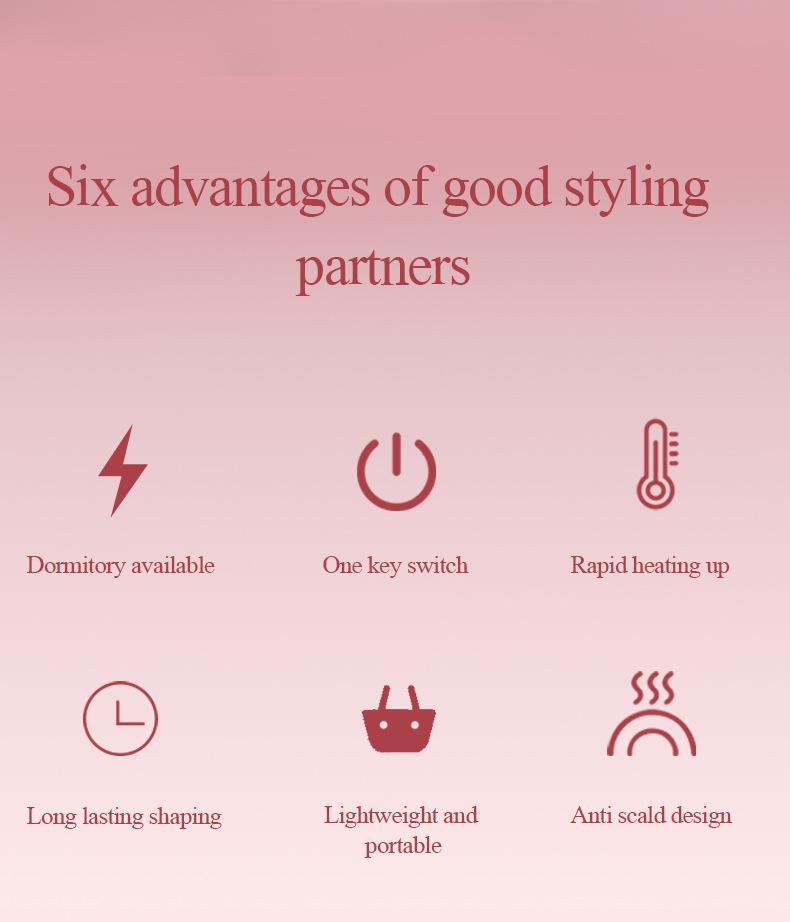 Pink Electric Curling Brush Comb - For Long & Short Hair Styling, Fluffy Perms, Inward Curls