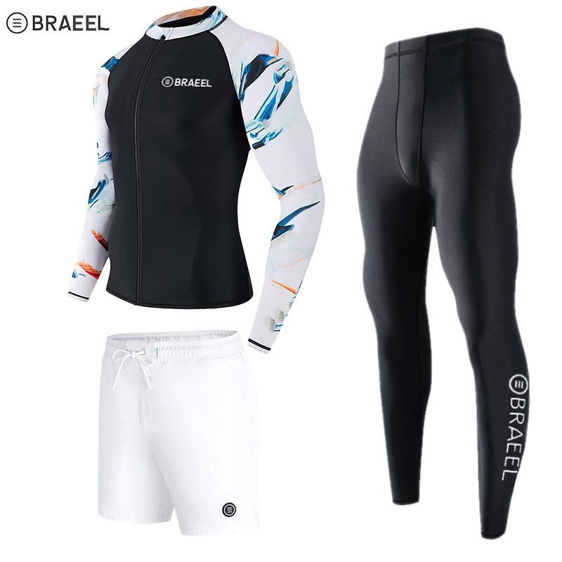 Quick-Dry UV Protection Rash Guard Long Sleeve Swimwear Men Surfing Diving Snorkeling Water Sports