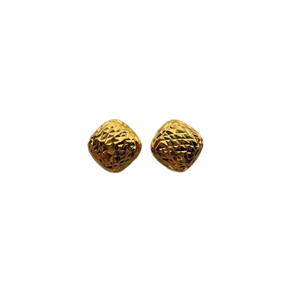 Geometric Square Stud Earrings Metal Light Luxury Texture Retro Modern High Fashion Three-dimensional Personality Minimalist Earrings
